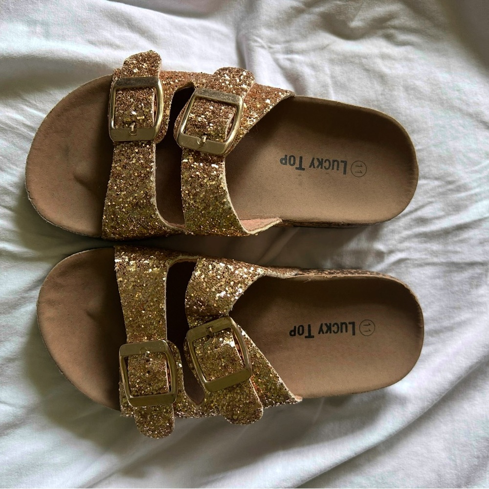 Lucky Brand Gold Sandals with Buckle Straps